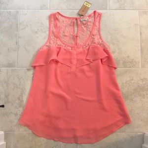Cremieux Peach, lace, tank